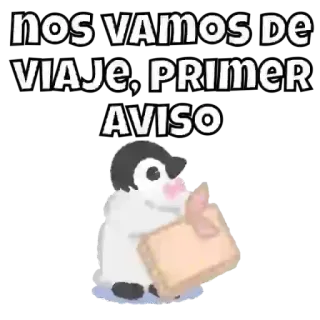 😶 f1729d3e nos VAMOS DE VIAJE, PRIMER AVISO pingouin, voyage, vacances, annonce whatsapp sticker