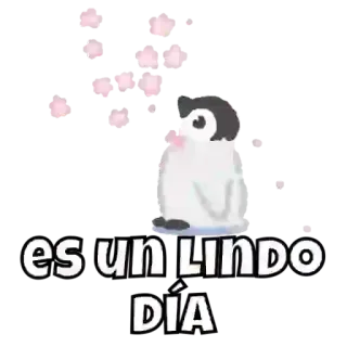😶 f1dcd08c es un LINDO DÍA pingouin, mignon, fleurs, printemps, joyeux, jour whatsapp sticker