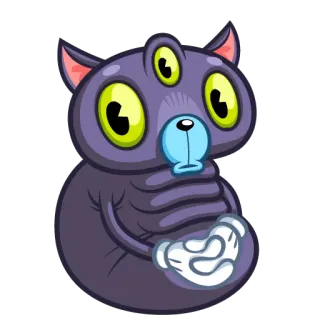 ⏰ 243966df Alien, Katze, Monster, Cartoon, Niedlich, Drei Augen telegram sticker