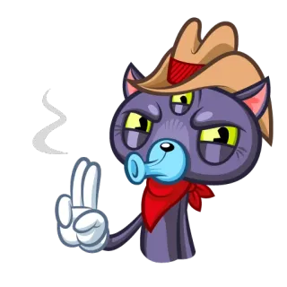 🔫 5a165494 Katze, Cowboy, Pistole, Rauchen, Cartoon telegram sticker