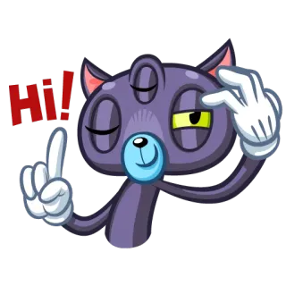 👋 77c1c850 Hi! Katze, Cartoon, Geste, freundlich, winken telegram sticker