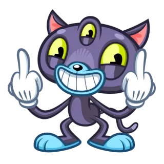 🖕 e5c4787d Katze, Stinkefinger, unhöflich, Cartoon, drei Augen telegram sticker