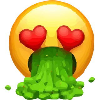 🤮 5efbc69f Emoji, Enfermo, Amor, Vomitar, Corazones, Expresión telegram sticker
