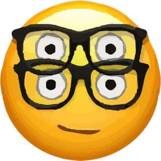 😳 a39e99e0 emoji, cara, gafas, nerd, cuatro ojos, amarillo telegram sticker