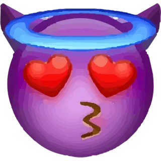 😈 ad5ed93e Emoji, Beso, Ojos de corazón, Diablo, Morado telegram sticker