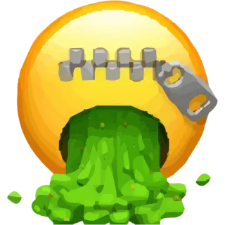 🤮 e3a8e8f2 Emoji, Vómito, Enfermo, Arcadas, Boca cerrada con cremallera telegram sticker