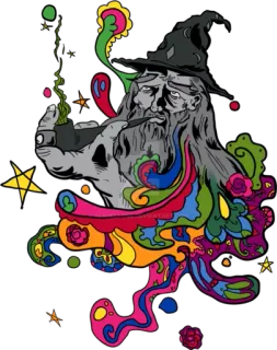🧙‍♂️ 5104a85d Wizard mágico, magia, cachimbo, psicodélico, fantasia, maconheiro whatsapp sticker