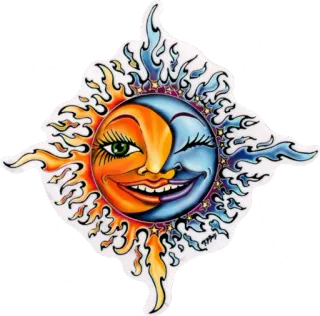 🌞 6e5b6759 sol, lua, celestial, rosto, dia, noite, adesivo, ilustração whatsapp sticker