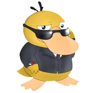 😎 18c6748c Psyduck pokemon, anatra, agente, agente segreto, completo, occhiali da sole telegram sticker