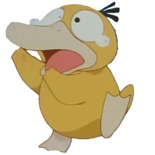 😵 775046ff Psyduck Pokemon anatra, animale, Pokémon, giallo, cartone animato telegram sticker