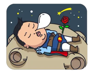 😴 26e77432 超级英雄, 月亮, 睡眠, 玫瑰, 卡通, 星星 telegram sticker