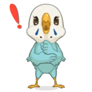 ❗️ 4eb4c7db птица, попугай, волнистый попугайчик, восклицательный знак, обеспокоенный, милый, каваий whatsapp sticker