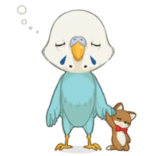 😴 a498693e птица, попугай, волнистый попугайчик, спящий, лиса, милый, мультяшный whatsapp sticker