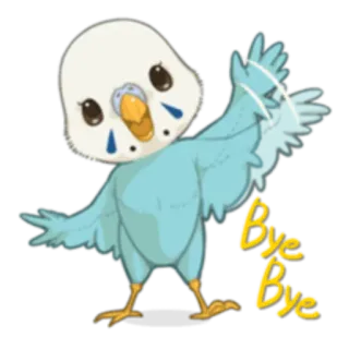 ✋ cda40f71 Bye Bye птица, пока, до свидания, мультфильм, милый, приветствие, машет рукой whatsapp sticker
