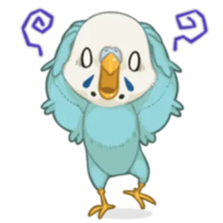 😨 ec675b17 птица, милый, грустный, аниме, мультфильм, стикер, волнистый попугайчик whatsapp sticker