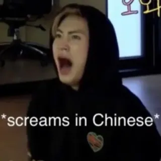 😫 89d95f50 *screams in Chinese* 밈, 비명, 중국어, 웃긴, 반응 telegram sticker