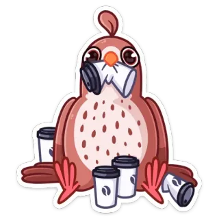 🐦 73632d88 птица, кофе, милый, мультфильм, животное, кофеин telegram sticker