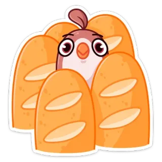 🐦 847d2a0d птица, хлеб, милый, мультфильм, еда, смешной telegram sticker