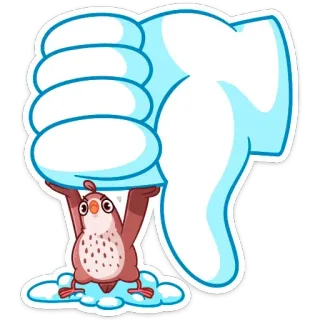 🐦 8aa09f01 палец вниз, дизлайк, птица, мультик, отрицательный, отказ, минус telegram sticker