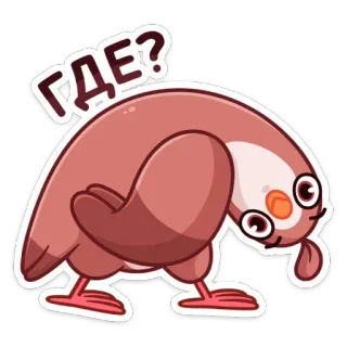 🐦 d884471c ГДЕ? птица, вопрос, мультфильм, стикер, смешной, мем telegram sticker