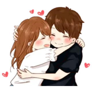 🤗 f1e508aa Liebe, Paar, Anime, Herzen, Umarmung telegram sticker