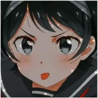 😠 52e285fb Anime, Dziewczyna, Słodkie, Kreskówka, Naklejka, Postać telegram sticker