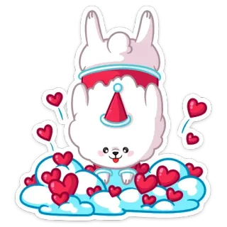 😍 115ec1d5 naklejka, królik, słodki, kreskówka, serca, chmury, święto, zwierzę, puszysty whatsapp sticker