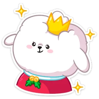 👑 2ccbc670 Kreskówka, Słodkie, Kawaii, Pies, Korona, Błyskotki, Zwierzę whatsapp sticker