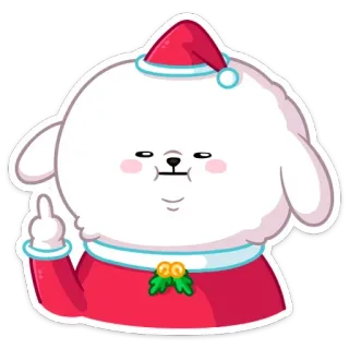 🖕 48d3606a naklejka, kreskówka, pies, boże narodzenie, środkowy palec, obraźliwe whatsapp sticker