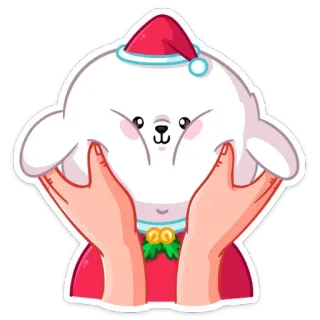 ☺️ 9cb83ea9 Boże Narodzenie, czapka Mikołaja, słodki, zwierzę, zima, święta whatsapp sticker