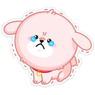 🐕 0edf7df1 słodki, pies, kreskówka, różowy, smutny, kawaii, naklejka telegram sticker