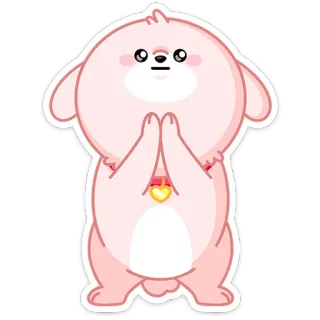 🙏 217b187e ステッカー, ピンク, 動物, 可愛い, 漫画, 犬, 祈り telegram sticker