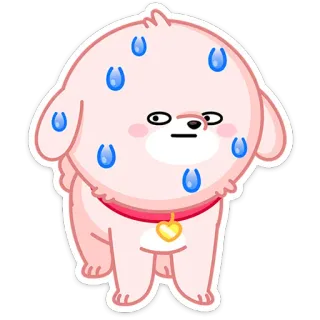 😥 303f1515 犬, 漫画, 動物, ピンク, 可愛い, 汗, 恥ずかしい, 緊張 telegram sticker