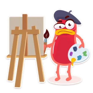 👨‍🎨 b9c346a2 Мультфильм, Художник, Картина, Кисть, Палитра, Мольберт telegram sticker