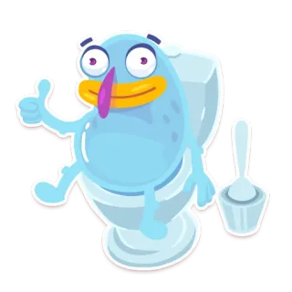 👍 fc14222e Мультфильм, Туалет, Монстр, Смешной, Ванная, Большой палец вверх telegram sticker