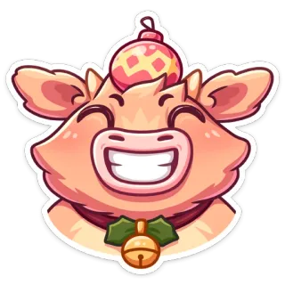 😆 29e42c84 Kuh, Aufkleber, Tier, Cartoon, Weihnachten, Ornament, niedlich telegram sticker