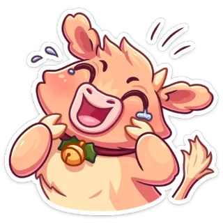😆 7eb26974 Tier, Kuh, Cartoon, Lachend, Fröhlich, Glocke telegram sticker