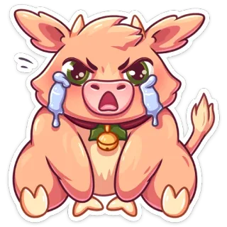🐂 8c6e2578 Kuh, Tier, weinen, traurig, Cartoon, niedlich, kawaii telegram sticker
