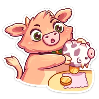 😬 8f16992e Cartoon, Kuh, Münze, Nähen, Süß, Tier telegram sticker