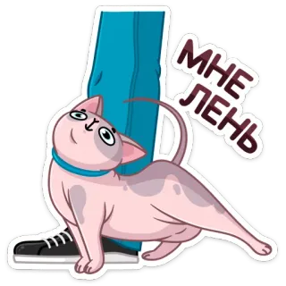 ☹️ c9ef4745 МНЕ ЛЕНЬ gato, preguiçoso, gato sphynx, desenho animado, animal de estimação telegram sticker
