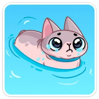 😢 f3cd1ee9 gato, triste, chorando, nadar, gatinho, animal telegram sticker