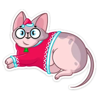 🙂 5c4bf2bb kucing, sphynx, hewan, peliharaan, natal, sweter, lucu whatsapp sticker
