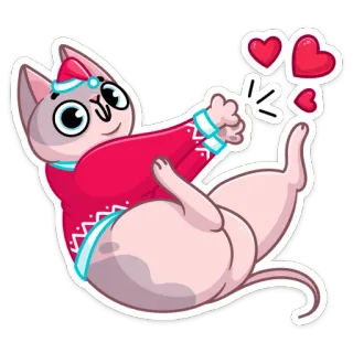 ❣ aa5553cb kucing, stiker, lucu, cinta, hati, kucing sphynx whatsapp sticker