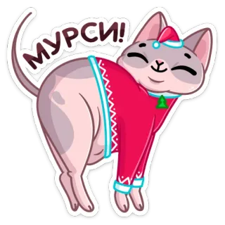 ☺️ e0cee2cf Мурси! kucing, sphynx, imut, stiker, kartun, hewan whatsapp sticker