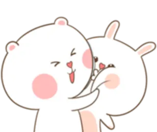 😄 c1b32c95 หมี, กระต่าย, กอด, น่ารัก, การ์ตูน, สัตว์ telegram sticker