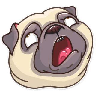 🙄 190691d3 carlino, cane, animale, sbadiglio, stanco, cartone animato, adesivo whatsapp sticker