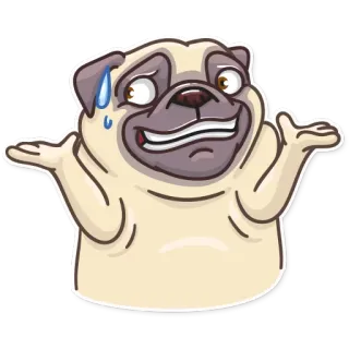 😓 d2618017 carlino, cane, cartone animato, adesivo, espressione, confuso whatsapp sticker