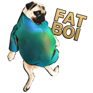🐃 5b8678e3 FAT BOI หมา, ปั๊ก, อ้วน, สัตว์, สัตว์เลี้ยง, ตลก, ขำ telegram sticker