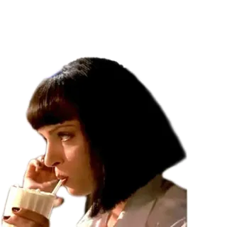 🍹 a4b84fc1 Mia Wallace Pulp Fiction mia wallace, pulp fiction, milkshake, movie telegram sticker