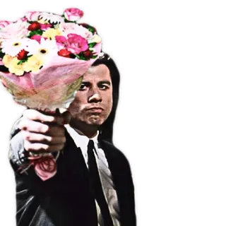 💐 a70b0271 John Travolta Pulp Fiction john travolta, pulp fiction, bouquet, flowers, suit telegram sticker